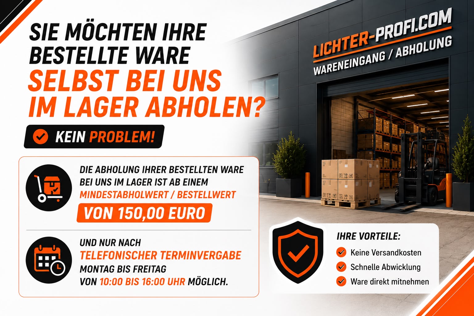 Abholung der Ware bei Lichter-Profi.com