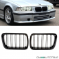 Preview: Satz 2x Kühlergrill Grill Schwarz Glanz Doppelsteg passend für BMW 3er E36 Facelift ab Baujahr 1996