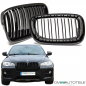 Preview: SATZ Kühlergrill Schwarz Glanz Doppelsteg passend für BMW X5 E70 06-13 + BMW X6 E71 E72 08-15