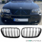 Preview: Satz Kühlergrill SET Schwarz Hochglanz Doppelsteg passend für BMW X3 E83 LCI 06-11