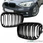 Preview: SET Doppelsteg Kühlergrill Grill Schwarz Glanz passt für BMW 1er F20 F21 bj 2010-2015