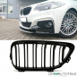 Preview: 2x Doppelsteg Kühlergrill Grill Schwarz Matt passend für BMW 2er F22 F23 + M-Paket 14