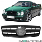 Preview: Mercedes CLK W208 C208 A208 Gitter Grill Kühlergrill Schwarz glänzend 1997-2003