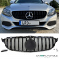 Preview: Kühlergrill Grill Schwarz Glanz +Race Gitter exklusiv passend für Mercedes C Klasse W205 S205 14-18 auf Sport-Panamericana GT