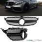Preview: Facelift Kühlergrill Schwarz ohne Kamera passt für Mercedes C-Klasse W205 S205 auch AMG Mopf ab 2018