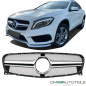 Preview: Sport Kühlergrill Silber Alu Matt passt für Mercedes GLA X156 ab 13-16 nicht AMG