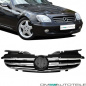 Preview: Kühlergrill hochglanz Schwarz + Chromleiste passend für Mercedes SLK R170 96-04