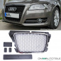 Preview: Kühlergrill Wabengrill Schwarz Chrom passt für Audi A3 8P Facelift 08-13 nicht RS3 ohne Parkhilfe