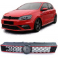 Preview: Upgrade Sportgrill / Kühlergrill für VW Polo 6R 6C 09-17 Hochglanz schwarz rot (auch GTI)