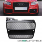 Preview: Kühlergrill Wabengrill Schwarz Seidenmatt + Kennzeichenleiste passend Audi A4 B7 04-08 + RS4