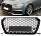 Preview: Upgrade Sportgrill / Kühlergrill mit Nebelscheinwerfergittern für Audi A4 B9 (8W) S-Line 15-19 Hochglanz schwarz in Wabendesign