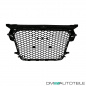 Preview: Set Kühlergrill Waben Grill + Gitter Nebel Schwarz hochglanz passt für Audi A1 8X 2010-2015 auch quattro