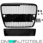 Preview: Kühlergrill Wabengrill Schwarz Hochglanz + Kennzeichenplatte passend für Audi A6 C6 4F Bj 04-09 nicht RS6