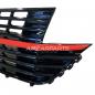 Preview: Upgrade Design Kühlergrill Schwarz glänzend mit roten Zierstreifen und Emblemhalter für VW T6.1 Multivan 2019-2024