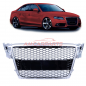 Preview: Upgrade Design Sportgrill / Kühlergrill für Audi A4 B8 08-12 Silber/Hochglanz-schwarz in Wabendesign