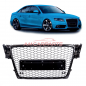 Preview: Upgrade Design Sportgrill / Kühlergrill für Audi A4 B8 08-12 Hochglanz-schwarz in Wabendesign