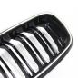 Preview: LED-Doppellamellen-Kühlergrill in Schwarz glänzend, passend für BMW 3er F30 2012–2019