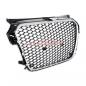 Preview: Upgrade Sportgrill / Kühlergrill für Audi A1 8X 10-14 Hochglanz Schwarz / Silber in Wabendesign