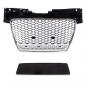 Preview: Upgrade "Plus" Sportgrill / Kühlergrill für Audi TT 8J Coupe/Roadster 06-14 Hochglanz Schwarz / Silber in Wabendesign