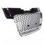 Preview: Upgrade "Plus" Sportgrill / Kühlergrill für Audi TT 8J Coupe/Roadster 06-14 Hochglanz Schwarz / Silber in Wabendesign