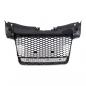 Preview: Upgrade "Plus" Sportgrill / Kühlergrill für Audi TT 8J Coupe/Roadster 06-14 Hochglanz Schwarz / Silber in Wabendesign
