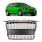 Preview: Upgrade Sportgrill / Kühlergrill für Audi A3 8P 04-08 Hochglanz Schwarz / Chrom in Wabendesign