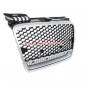 Preview: Upgrade "Plus" Sportgrill / Kühlergrill für Audi A4 B7 8E 04-07 Hochglanz Schwarz / Matt Silber in Wabendesign