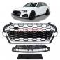 Preview: Upgrade Sportgrill / Kühlergrill für Audi A4 B9 8W Facelift 20-24 Hochglanz Schwarz / Matt Silber in Wabendesign