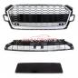Preview: Upgrade Sportgrill / Kühlergrill für Audi A5 F5 Facelift 20-24 Hochglanz Schwarz / Matt Silber in Wabendesign