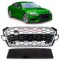 Preview: Upgrade Sportgrill / Kühlergrill für Audi A5 F5 Facelift 20-24 Hochglanz Schwarz / Matt Silber in Wabendesign