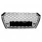 Preview: Upgrade Sportgrill / Kühlergrill für Audi A4 B9 8W 15-19 Hochglanz Schwarz / Matt Silber in Wabendesign
