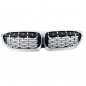 Preview: Upgrade "Teardrop" Design Sportgrill Frontnieren für BMW 3er G20 / G21 19-22 Hochglanz schwarz/Matt silber
