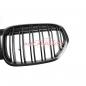 Preview: Upgrade Design Kühlergrill / Sportgrill passend für BMW X1 F48 Facelift 19-22 Carbon-Optik / Hochglanz schwarz