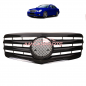 Preview: Upgrade Design Kühlergrill / Sportgrill passend für Mercedes Benz E-Klasse W211 / S211 Facelift 06-09 Hochglanz schwarz