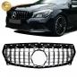 Preview: Upgrade Design Kühlergrill / Sportgrill passend für Mercedes Benz CLA C117 / X117 Facelift 16-18 Hochglanz schwarz / chrom