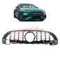 Preview: Upgrade Design Kühlergrill / Sportgrill passend für Mercedes Benz C-Klasse W206 / S206 21+ Carbon-Optik / Hochglanz schwarz + rote Akzentstreifen