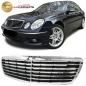 Preview: Upgrade Design Kühlergrill / Sportgrill für Mercedes Benz E-Klasse W211 / S211 Vor-Facelift 02-06 Hochglanz schwarz / chrom