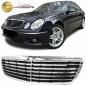 Preview: Upgrade Design Kühlergrill / Sportgrill für Mercedes Benz E-Klasse W211 / S211 Vor-Facelift 02-06 Hochglanz schwarz / chrom