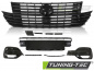 Preview: Upgrade Design Kühlergrill mit Logohalter + Stoßstangenblenden für Volkswagen T6.1 ab 2019 Hochglanz schwarz