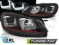 Preview: LED Tagfahrlicht Scheinwerfer für VW Golf 6 08-12 schwarz / rot im Golf 7 "GTI" Design