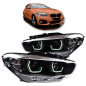 Preview: VOLL LED Tagfahrlicht Angel Eyes Scheinwerfer für BMW 1er F20/F21 LCI (Facelift) 15-19 schwarz