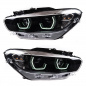 Preview: VOLL LED Tagfahrlicht Angel Eyes Scheinwerfer für BMW 1er F20/F21 LCI (Facelift) 15-19 schwarz