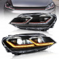 Preview: LED Tagfahrlicht Scheinwerfer für VW Golf 7 12-17 schwarz/rot im Facelift Design mit dynamischem LED Blinker