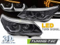 Preview: 3D LED Angel Eyes Scheinwerfer für BMW 5er E60 / E61 03-07 schwarz mit LED Blinker