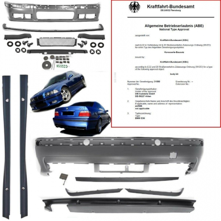 STOßSTANGE Bodykit KOMPLETT+ZUBEHÖR PASST FÜR ALLE BMW E36 MODELLE + M3 M PAKET