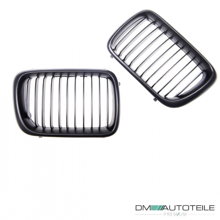 Satz 2x Kühlergrill Schwarz Matt Einzelsteg passend für BMW 3er E36 Facelift ab 1996-9999