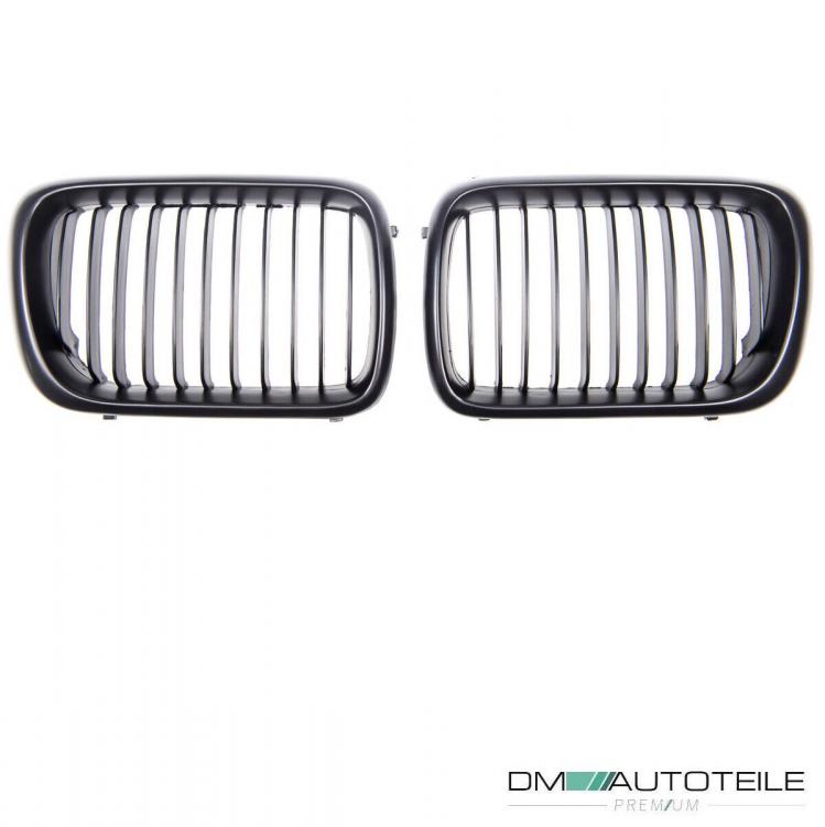 Satz 2x Kühlergrill Schwarz Matt Einzelsteg passend für BMW 3er E36 Facelift ab 1996-9999