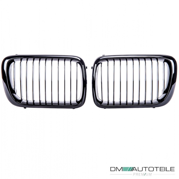 Kühlergrill Grill SET Schwarz Glanz Einzelsteg für BMW 3er E36 Facelift ab 1996