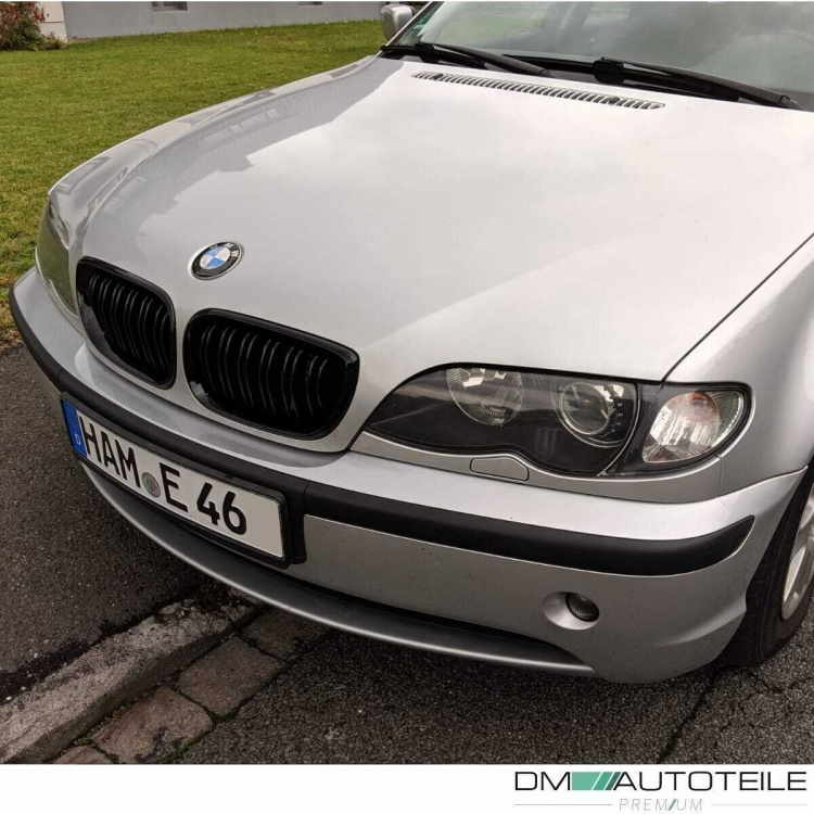 Kühlergrill Schwarz Glanz Doppelsteg passt für BMW E46 Limo Touring 01-05 auch M