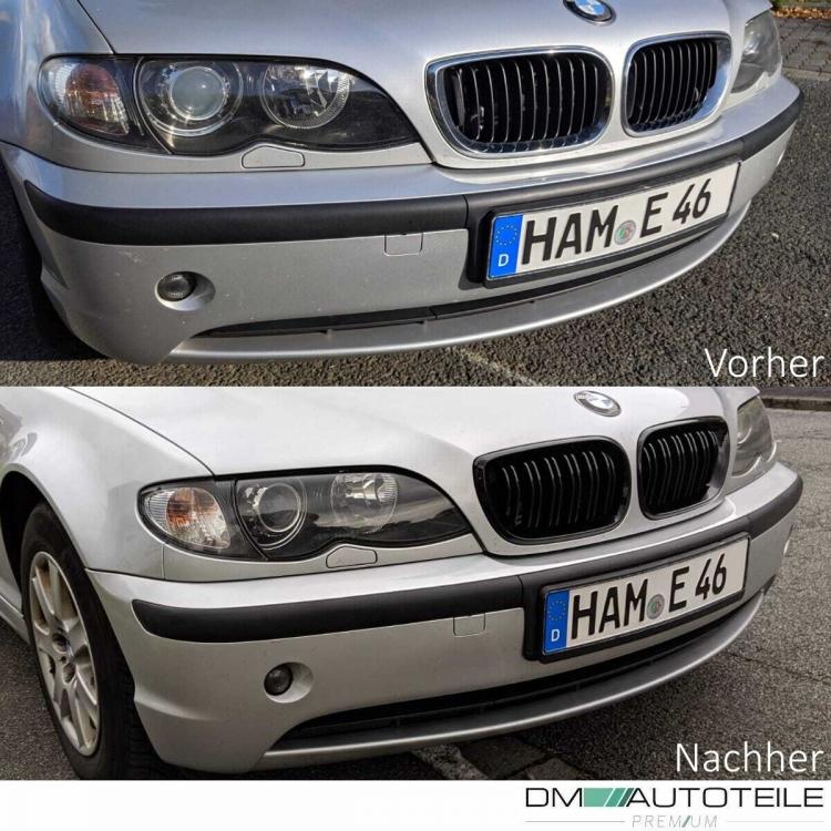 Kühlergrill Schwarz Glanz Doppelsteg passt für BMW E46 Limo Touring 01-05 auch M